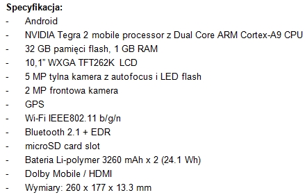 Packard Bell Liberty Tab specyfikacja